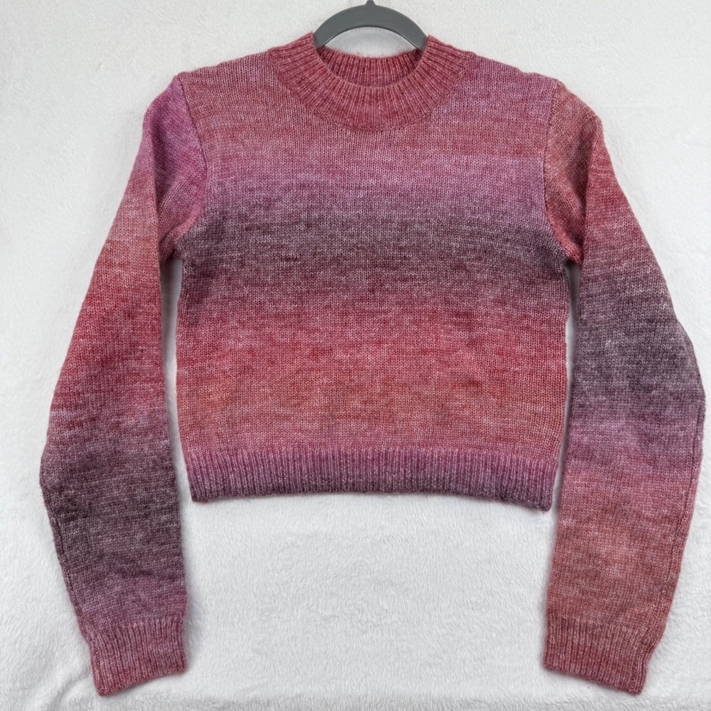 NIA Womens Samira Pullover Sweater Size L‎ Pink Purple Ombre Knit Crew Neck